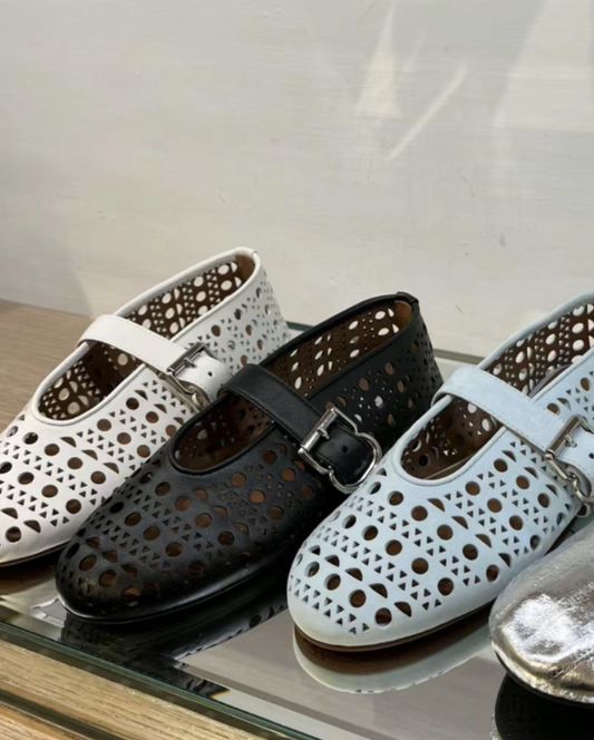 The Perforated Lambskin Ballet Flats